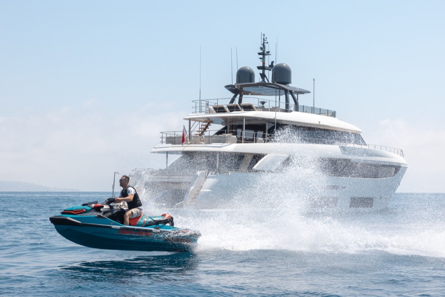 Jet ski past stern